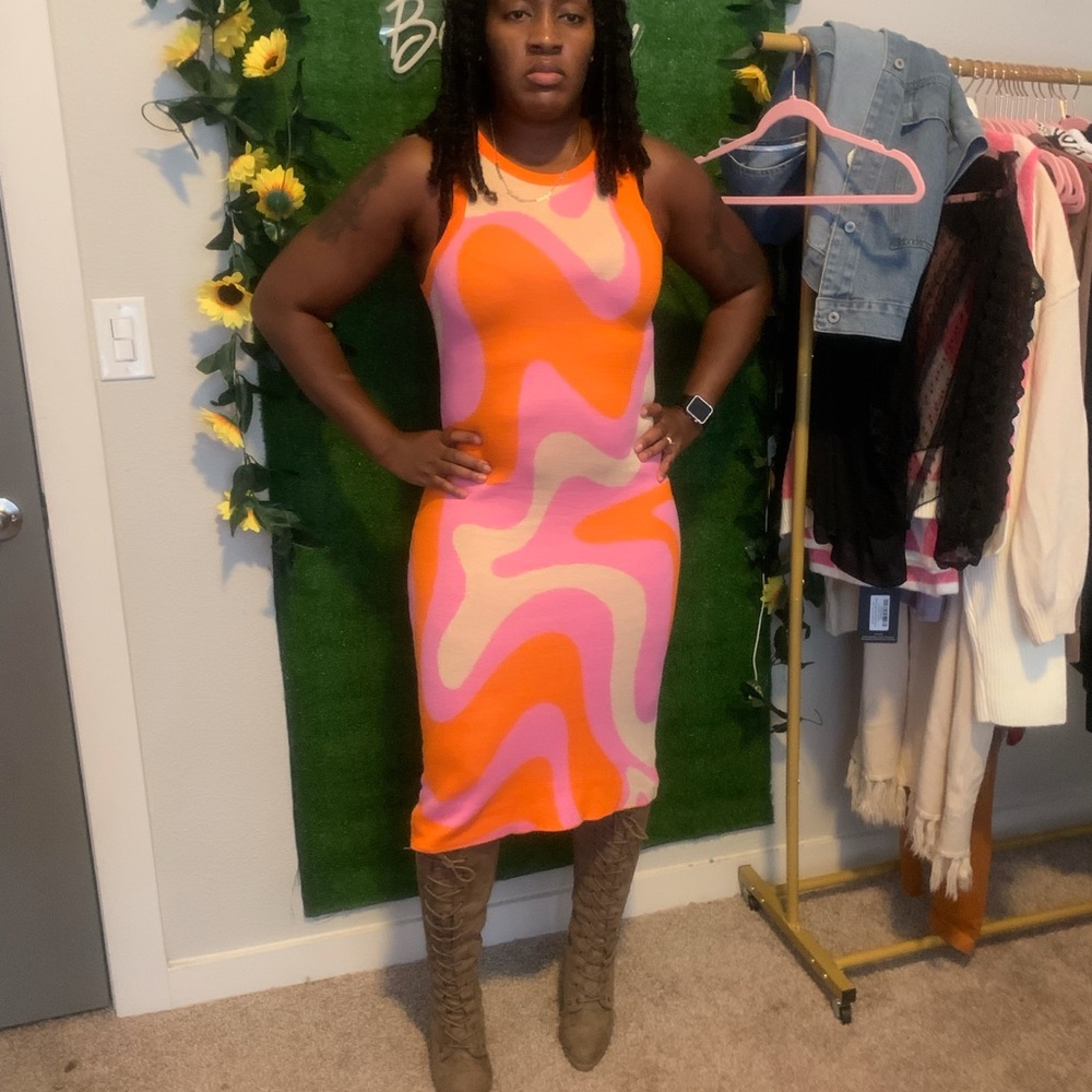 Asymmetrical sweater dress. Just in time for fall